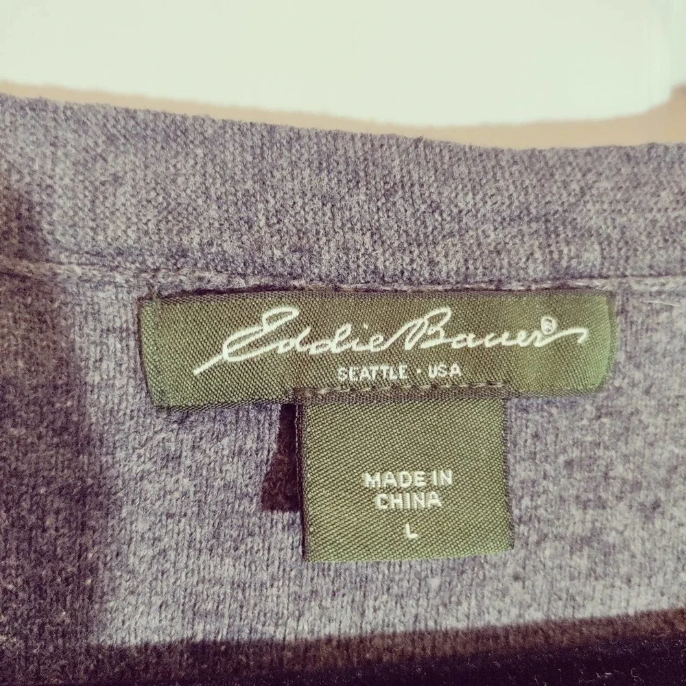 eddie bauer pullover v neck sweater gray women's size Large - Picture 2 of 4